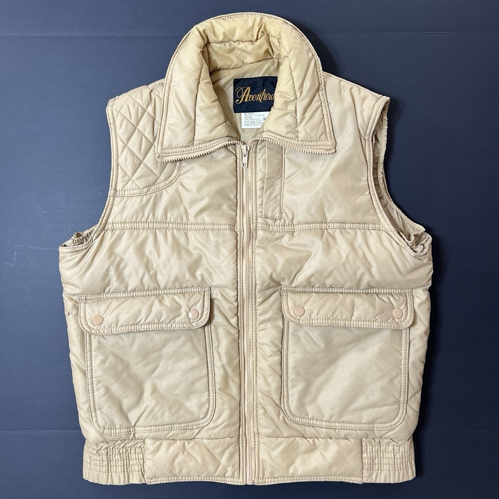 Vintage 1980's Aventura Beige Nylon Cargo Utility Vest Outdoors‎ Fishing Men's M